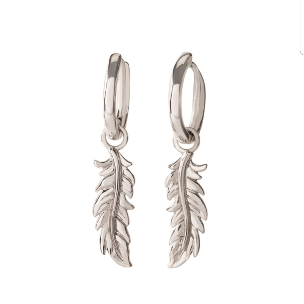 Silver feather drop earrings  origami  owl